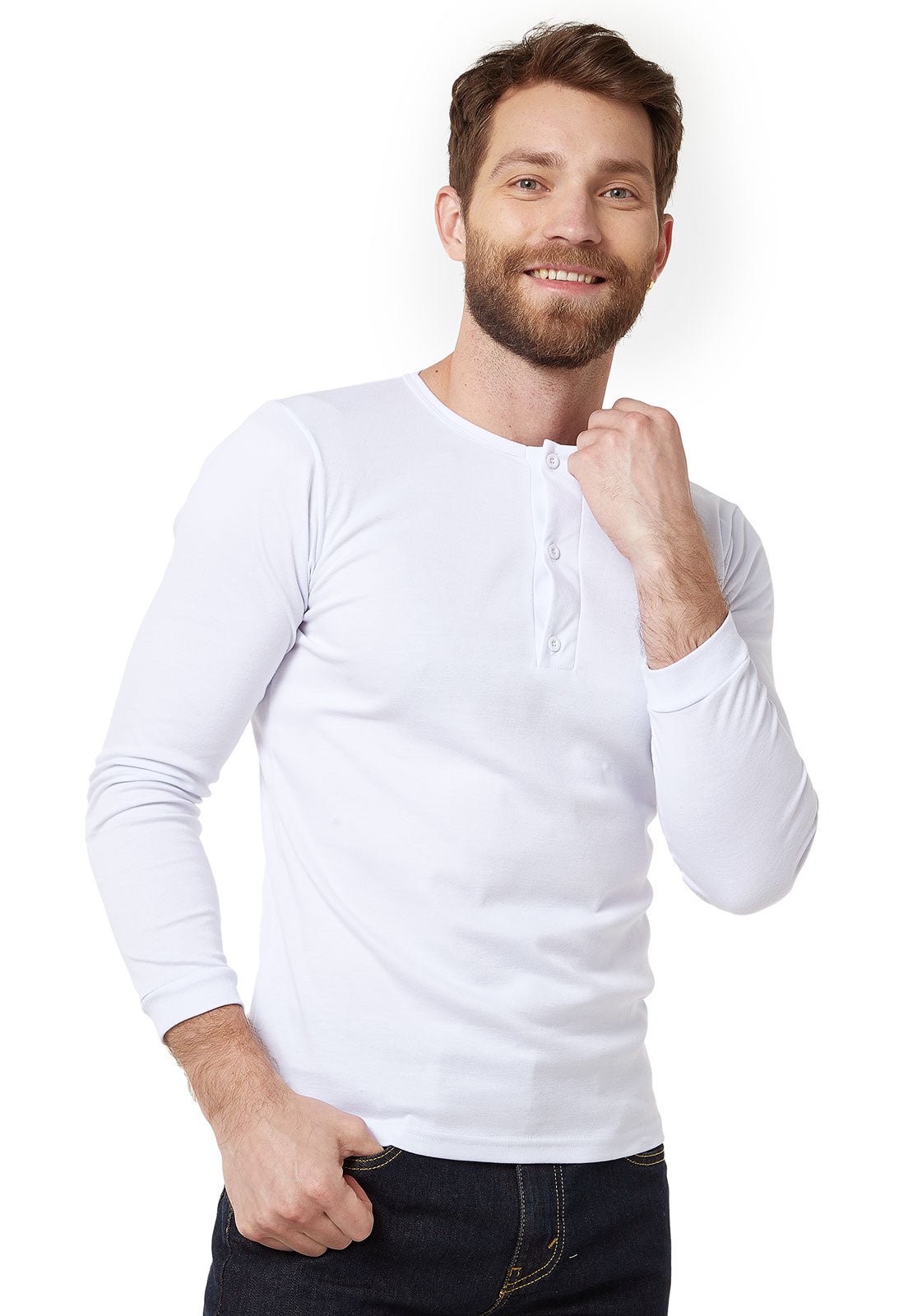 Camiseta térmica cuello 3 botones manga larga