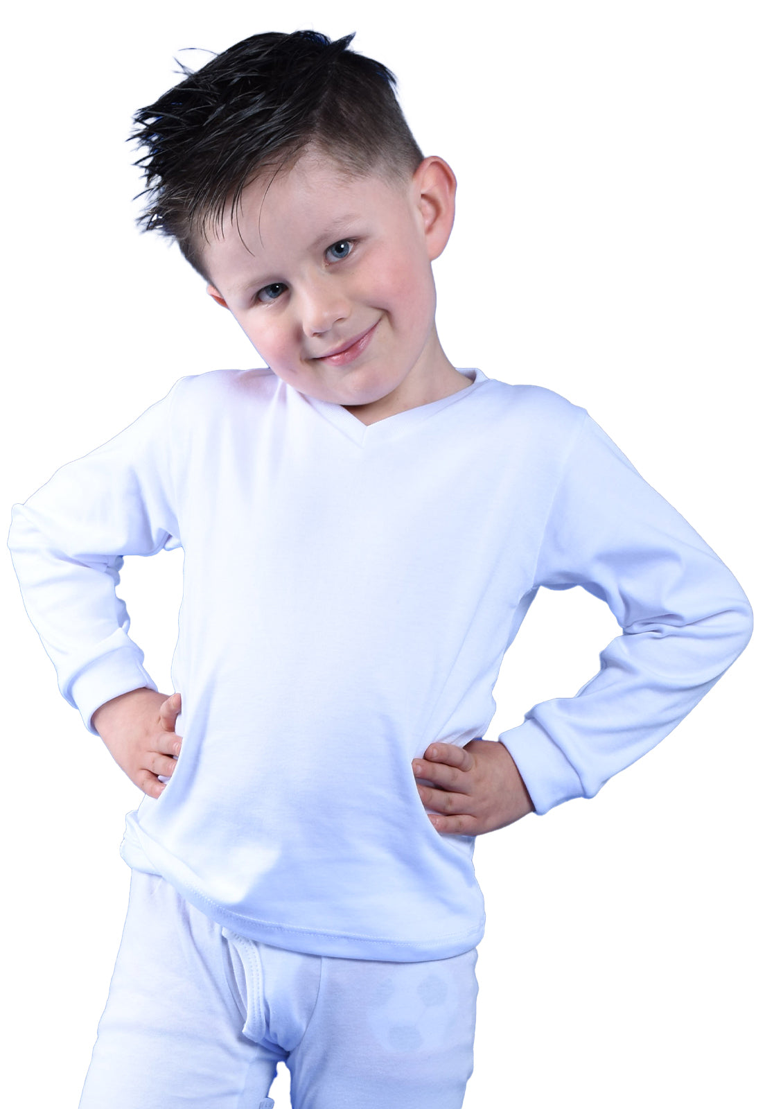 Camiseta térmica cuello v manga larga algodón niño