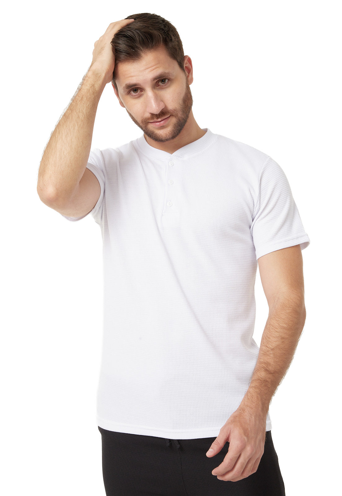 Camiseta hombre henley algodón manga corta