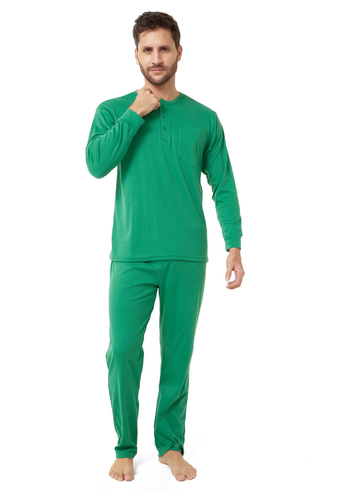 Pijama hombre manga larga en algodón