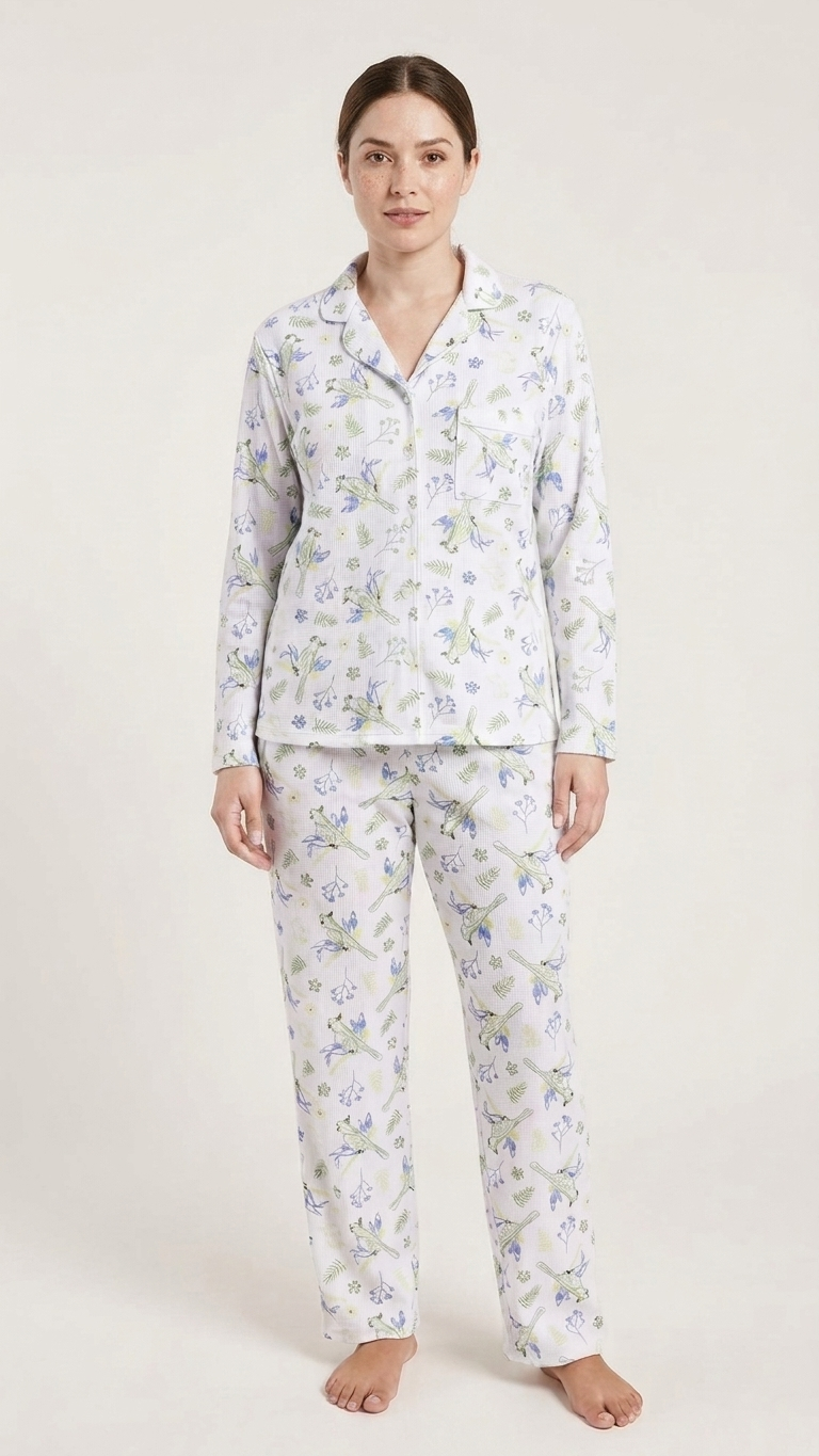 Pijama mujer térmica algodón perchado