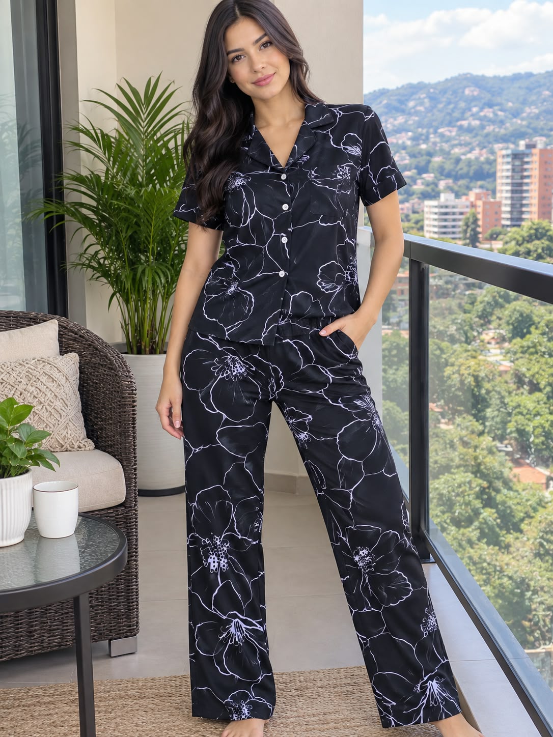 Pijama mujer manga corta Poli-Algodón