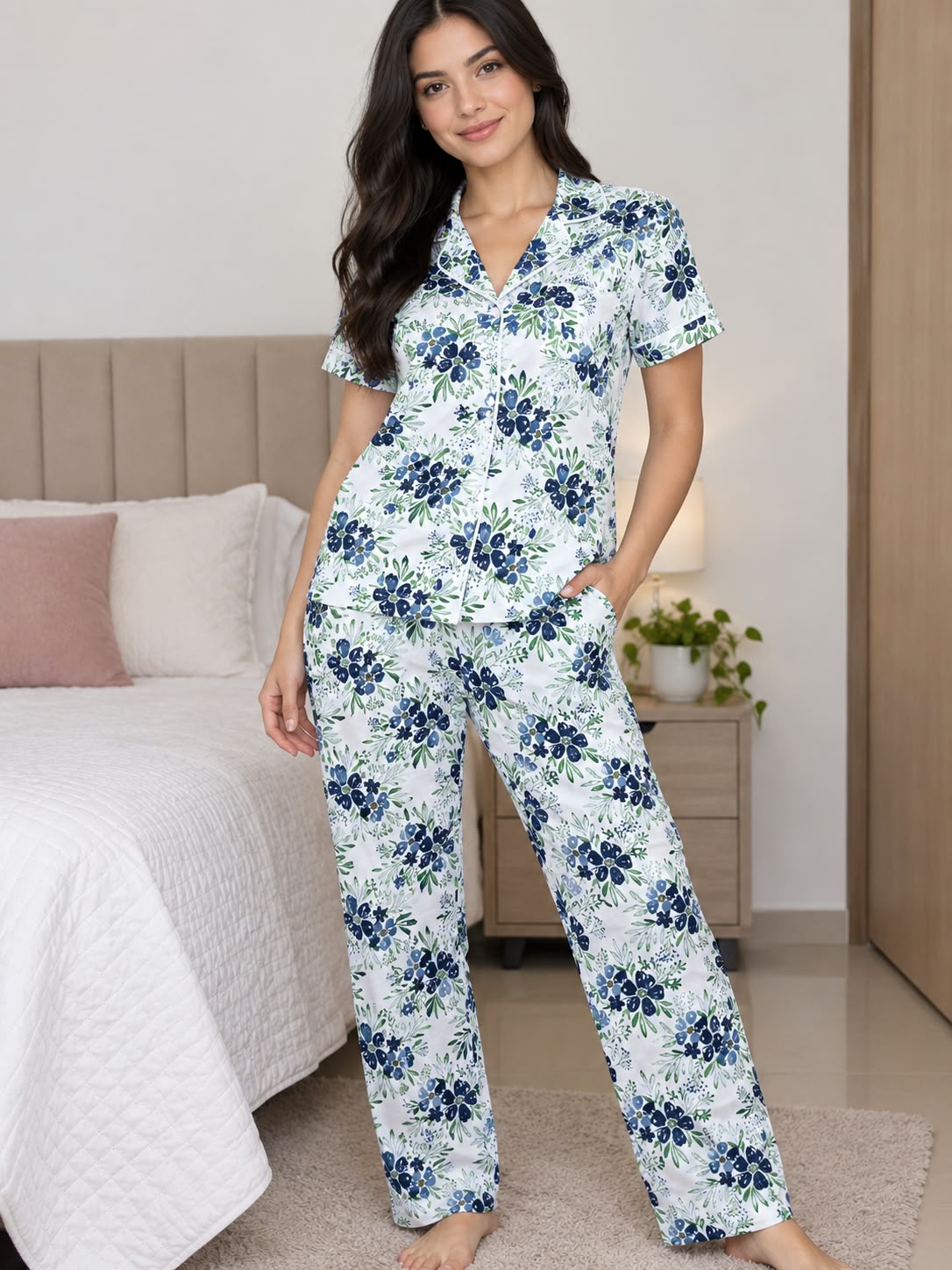 Pijama mujer manga corta Poli-Algodón