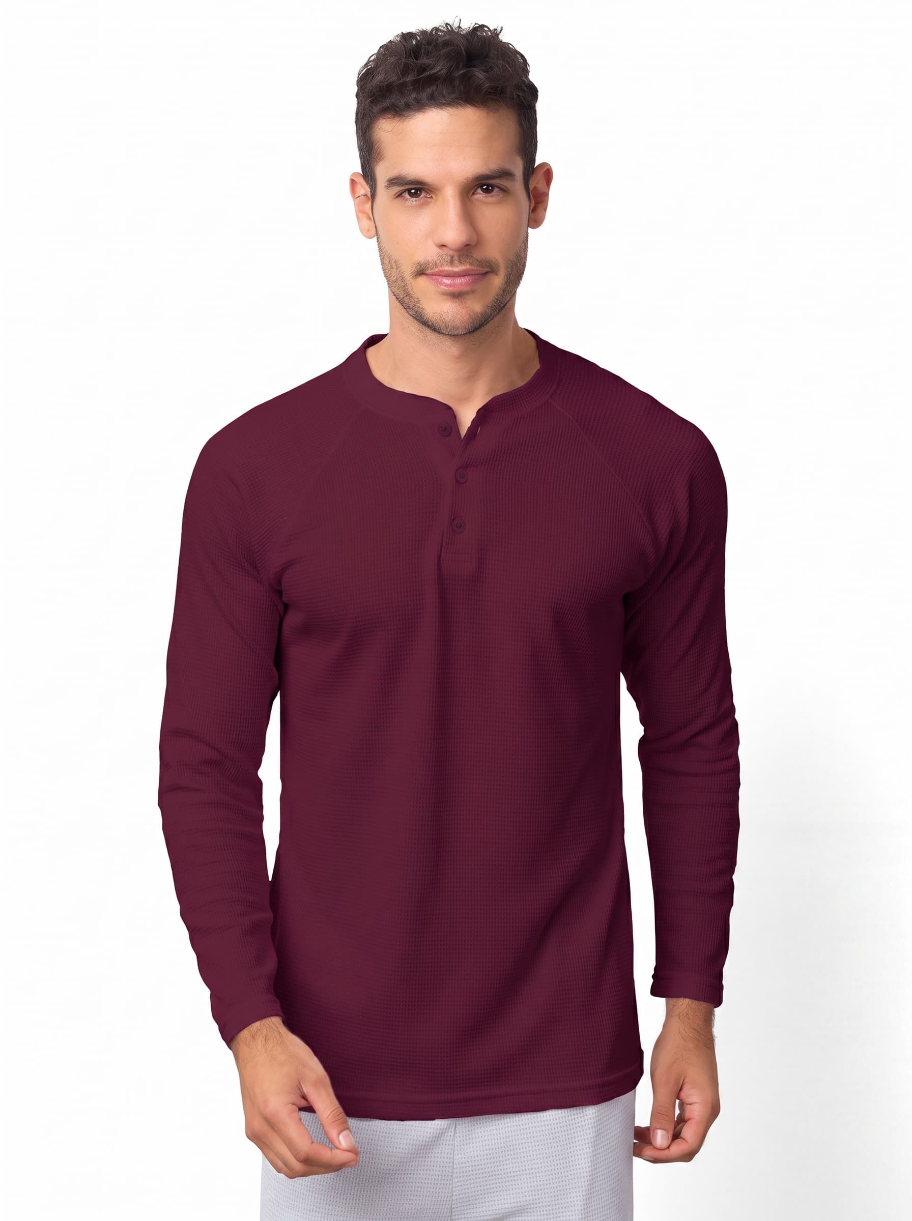 Camibuzo hombre Henley algodon manga larga