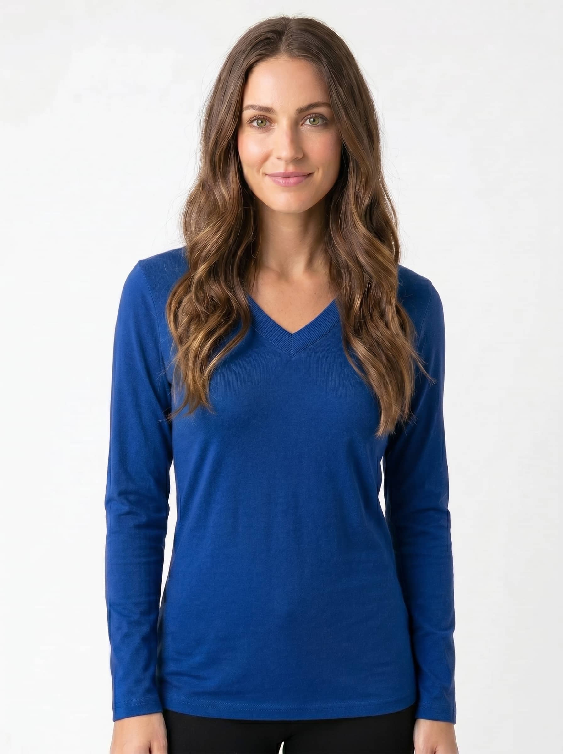 Camiseta mujer cuello v manga larga