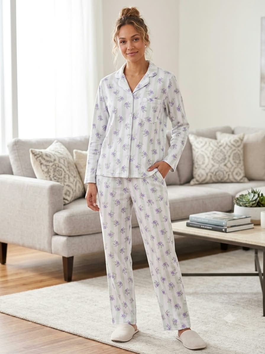 Pijama mujer clásica Poli-Algodón