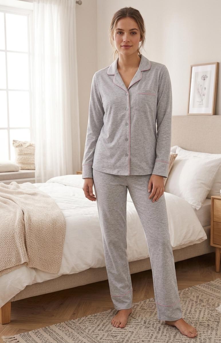 Pijama mujer térmica Poli-Algodón perchado