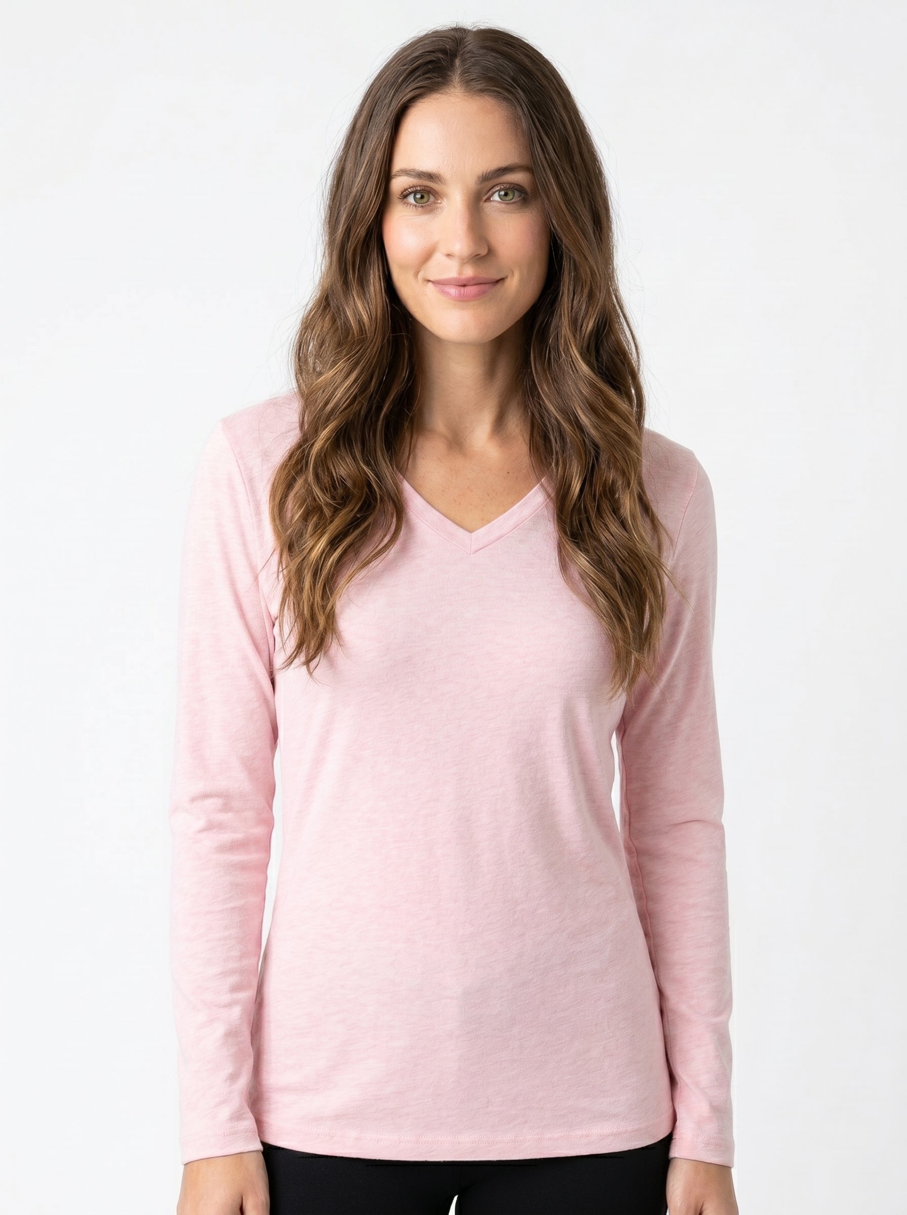 Camiseta mujer cuello v manga larga