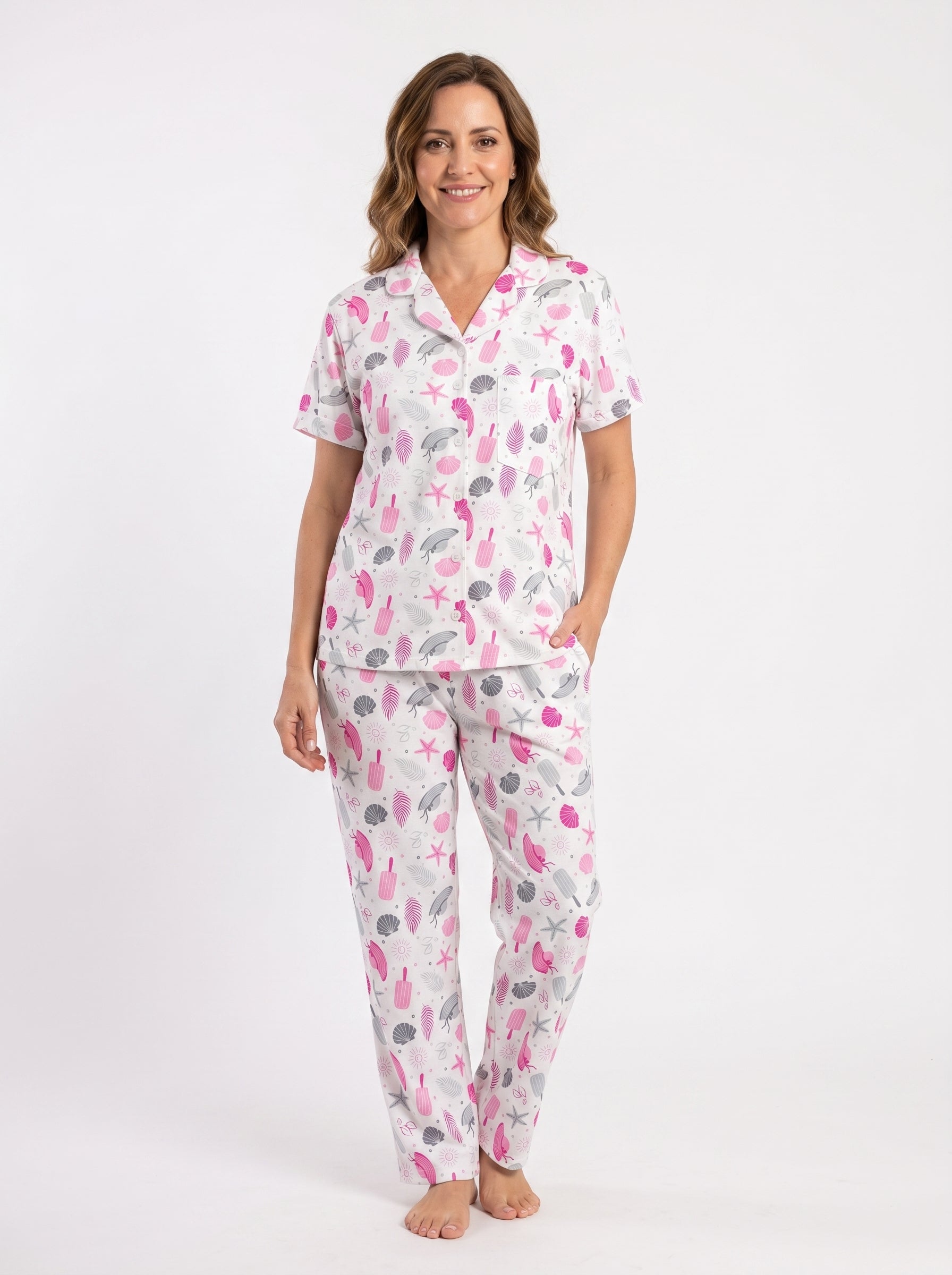 Pijama mujer manga corta algodón