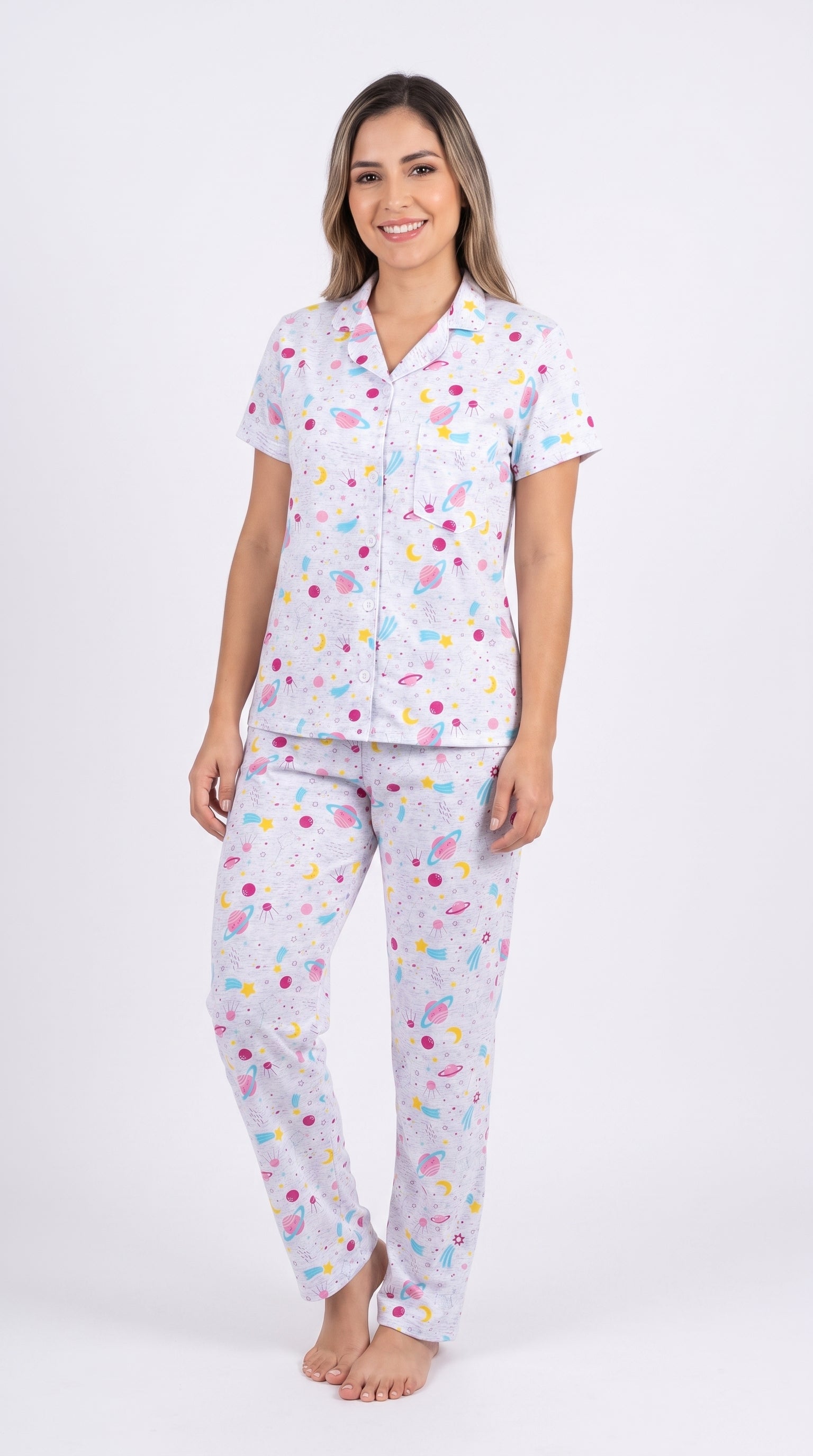 Pijama mujer manga corta algodón