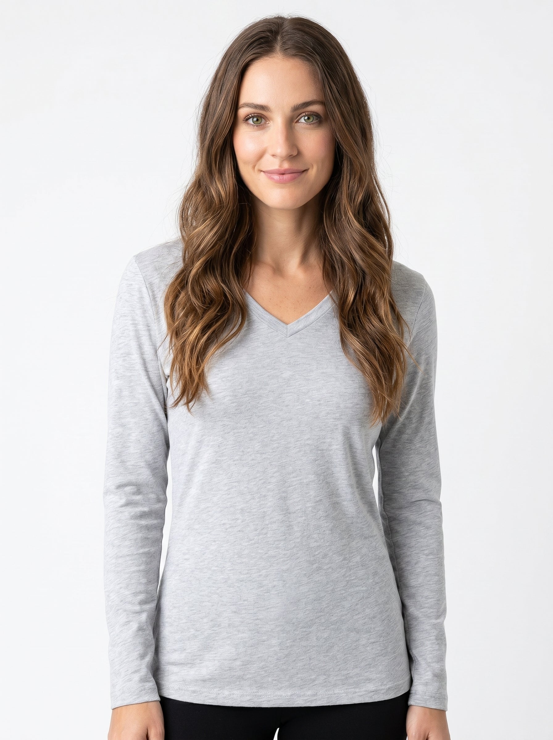 Camiseta mujer cuello v manga larga