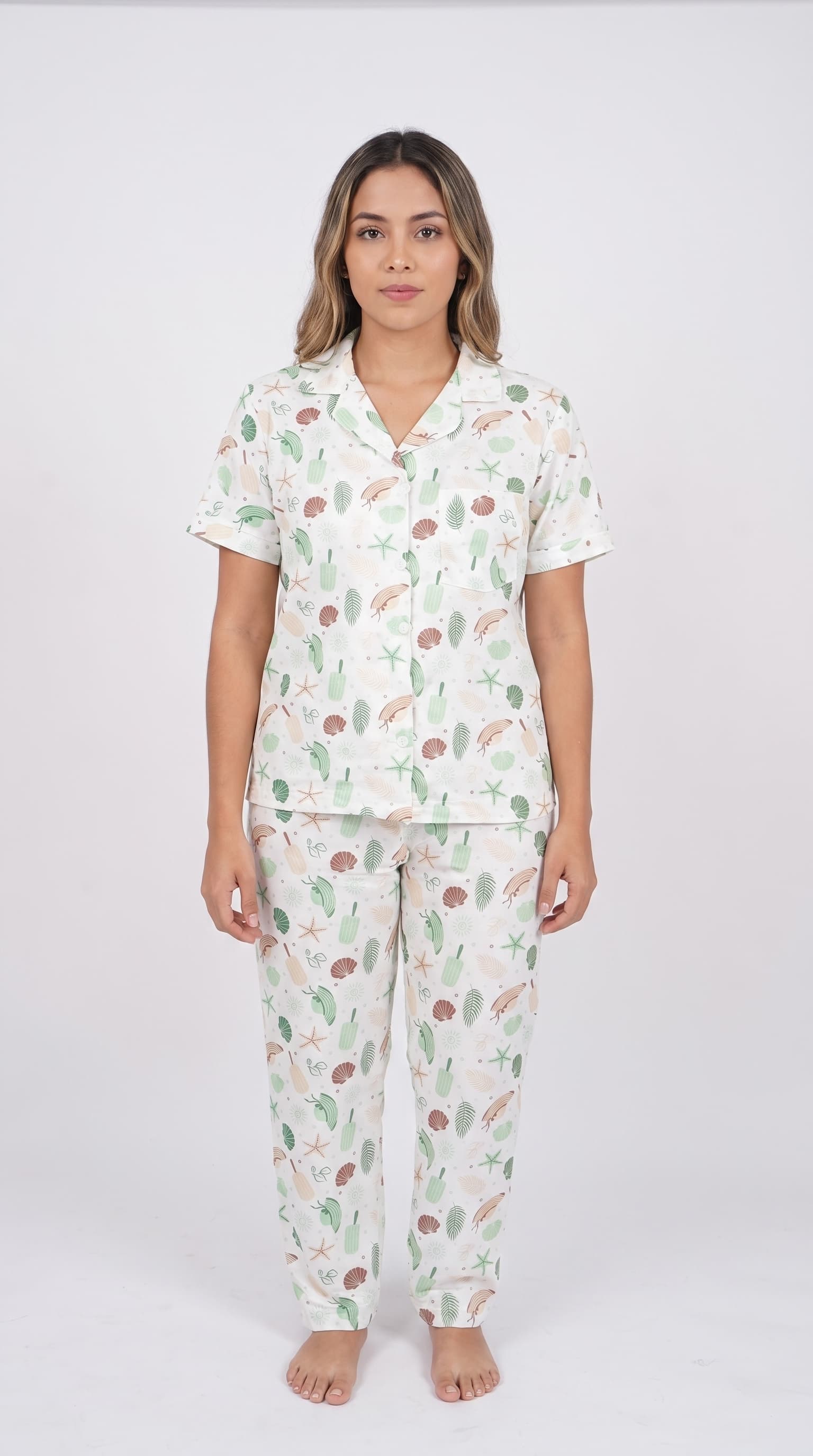 Pijama mujer manga corta algodón