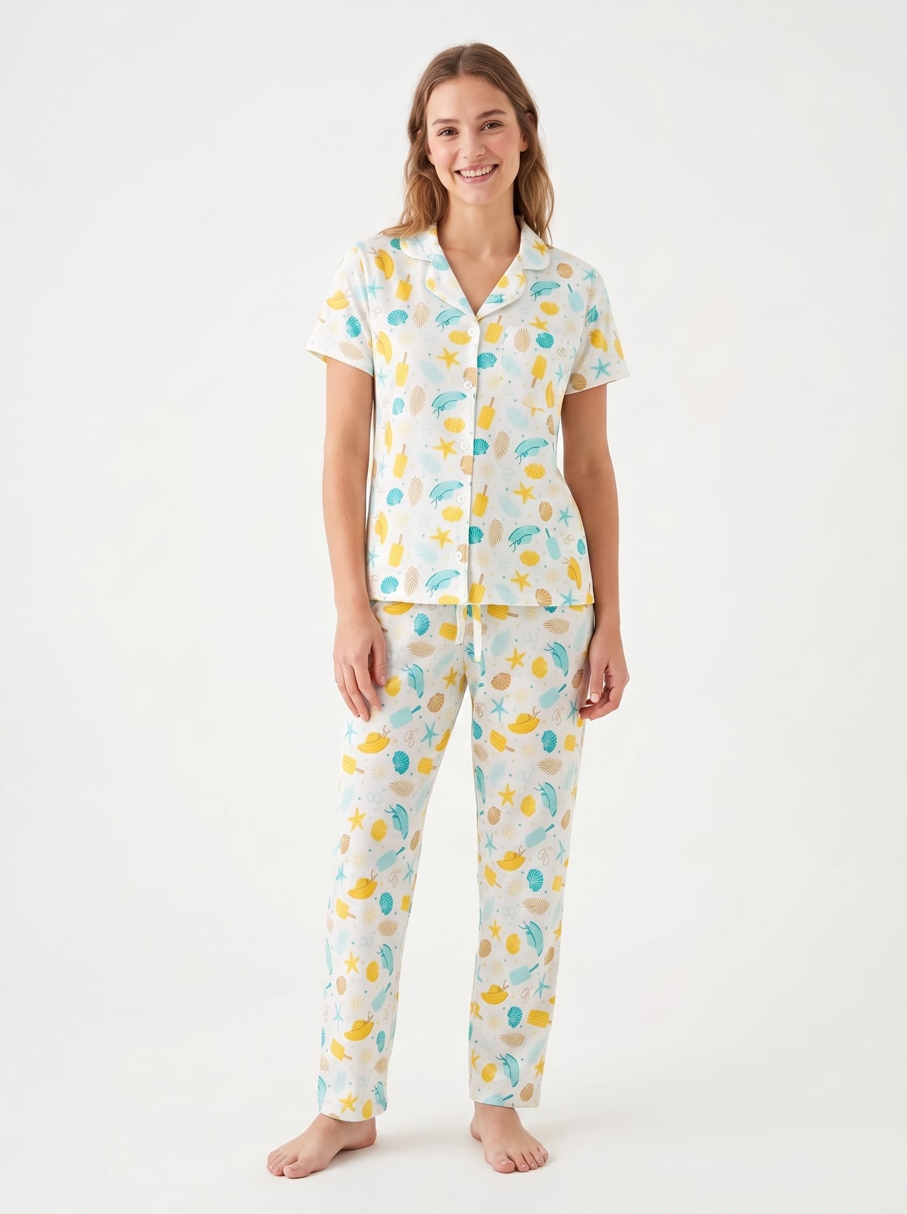Pijama mujer manga corta algodón