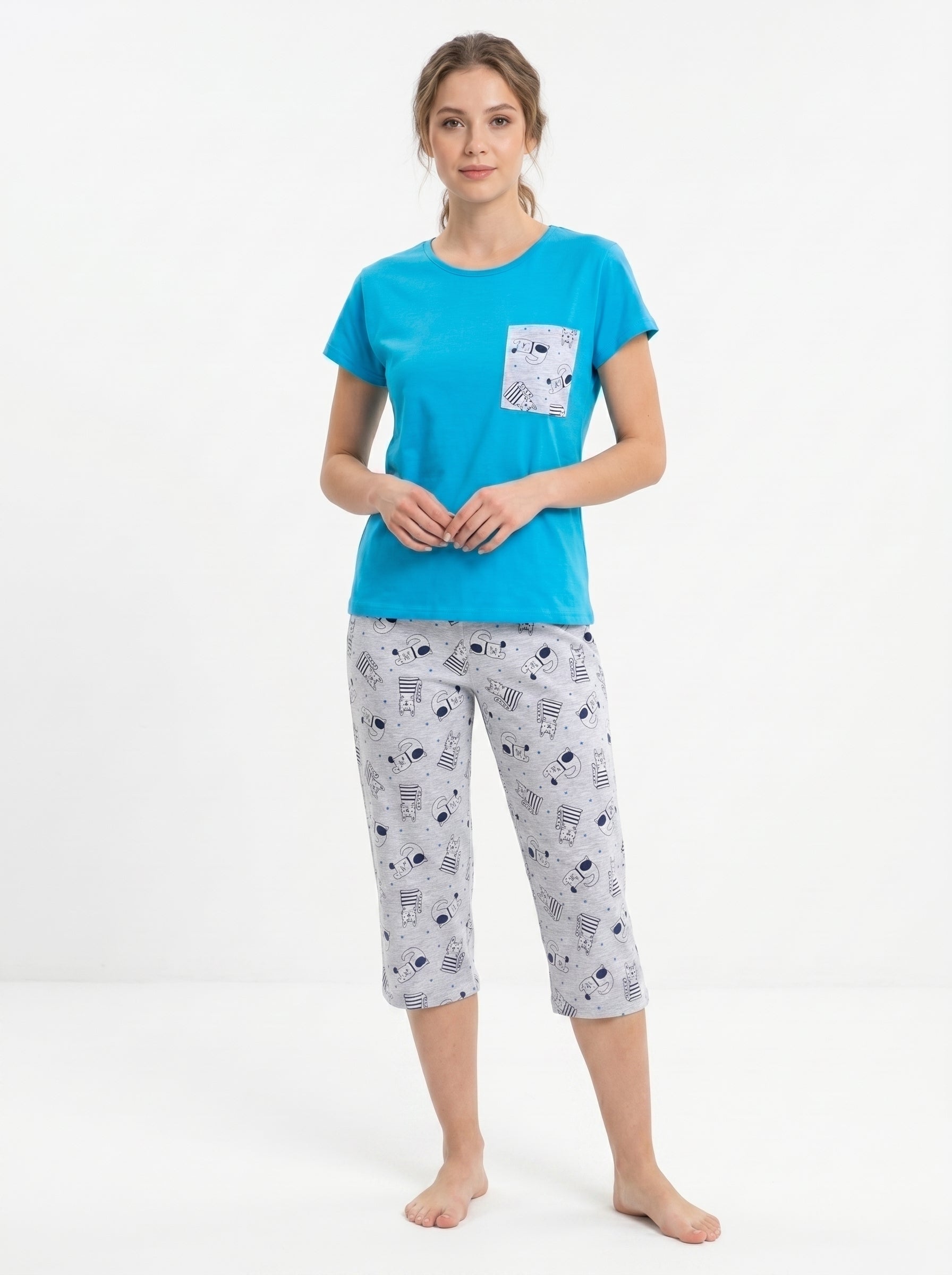 Pijama capri fresca mujer