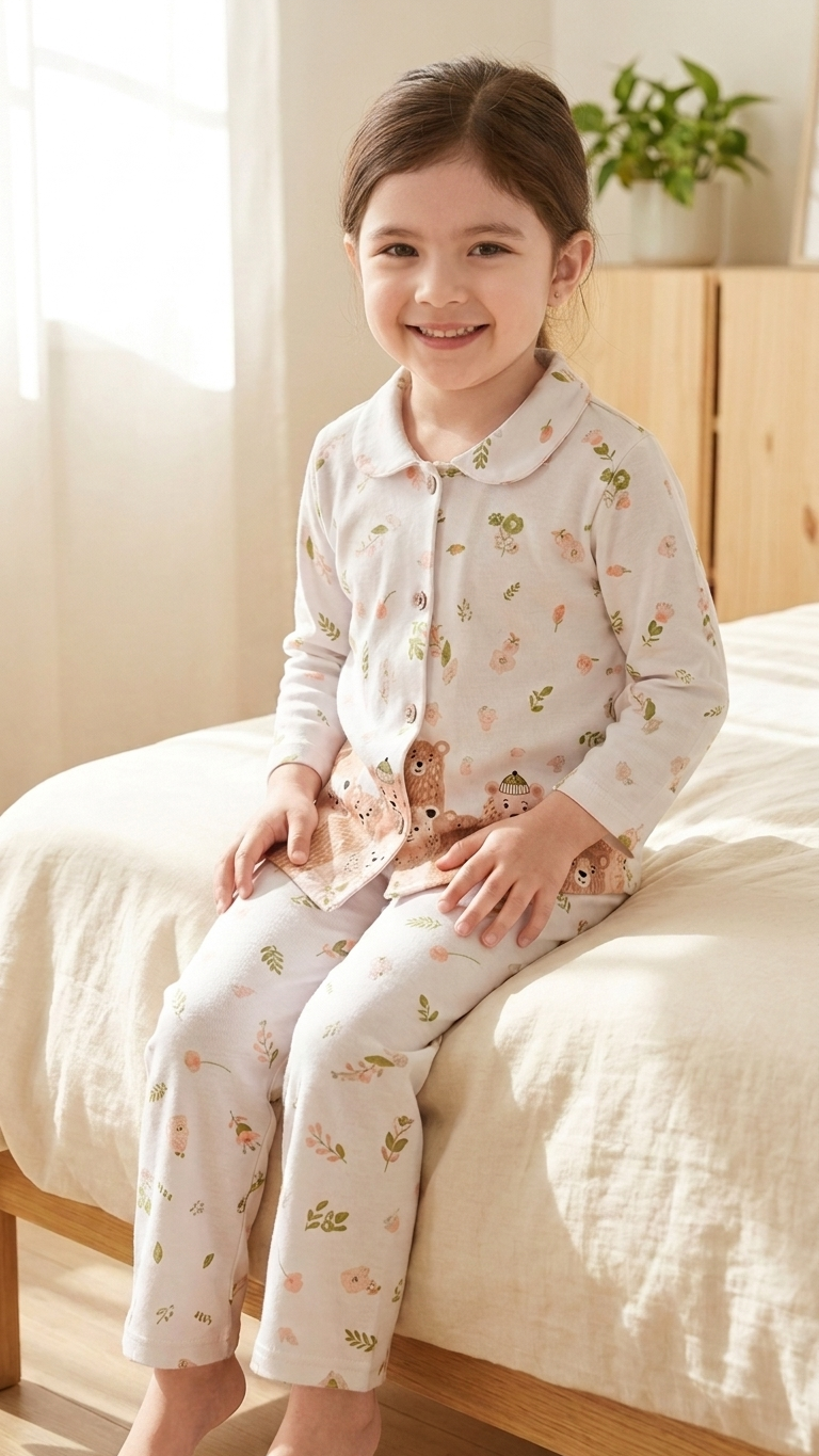Pijama niña botones en algodón