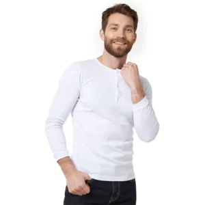 Camiseta Hombre Cuello 3 Botones Manga Larga